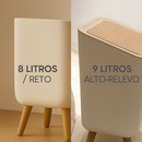 Lixeira De Plástico 9/8 Litros Branca Com Pés De Bambu Com Tampa Click De Pressão Cozinha Banheiro