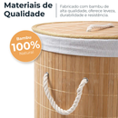 Cesto De Roupas Bambu Redondo Banheiro Lavanderia